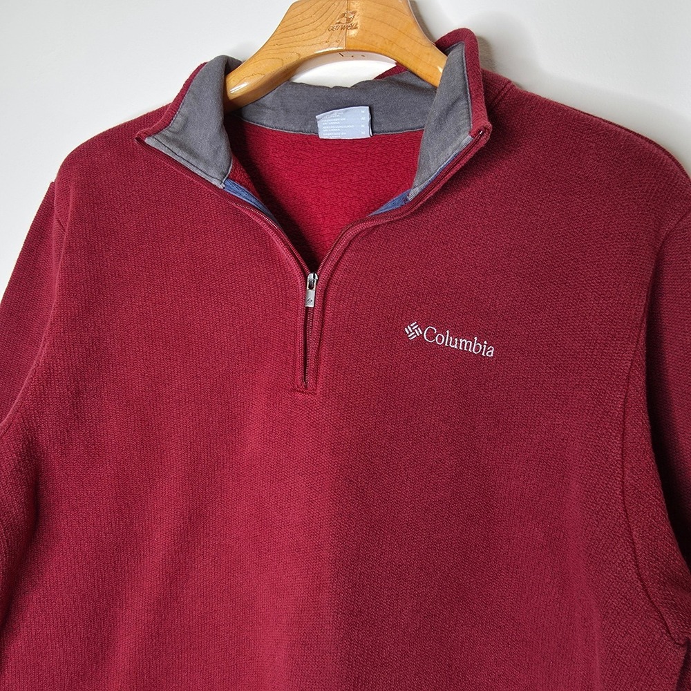 Columbia Mens Great Hart Mountain Sweatshirt Sz M Red 1/4 Zip Pullover Outdoor - Picture 2 of 10